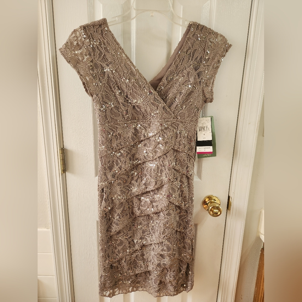 Womens Size 8 Taupe Sequined Dress